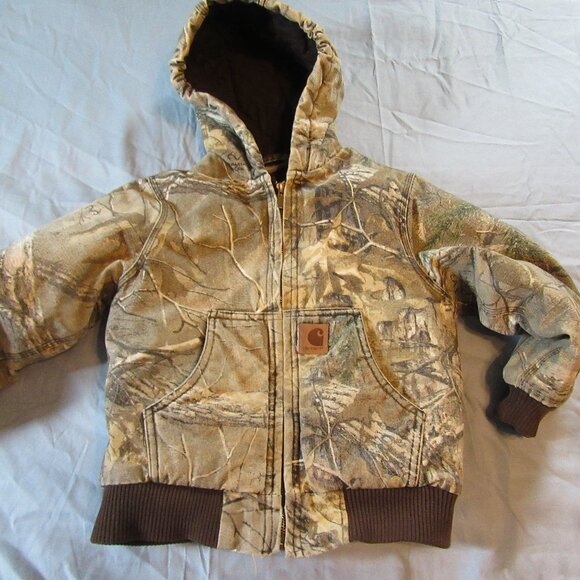 Carhartt Little Boys Canvas Hooded Camo Jacket / Coat Sz XS / 6